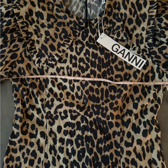 Ganni Leopard Cotton Poplin Mini Dress - Picture 8 of 13